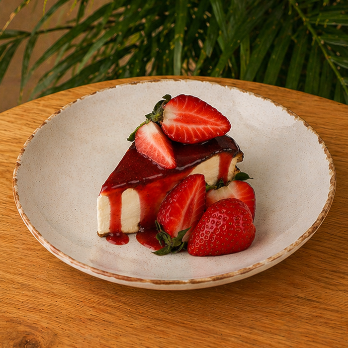 Basque cheesecake with strawberry jam