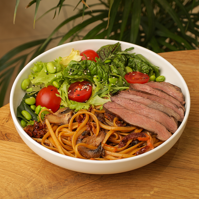 Pasta salad with beef